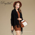 Winter Black Casual Loose Shawl Collar Knitted Wholesale Wool Poncho